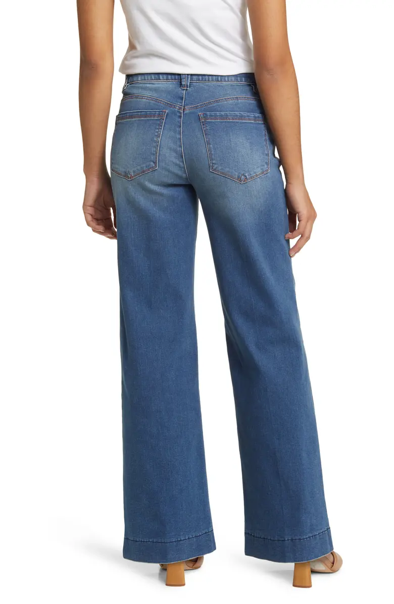High Waist Wide Leg Jeans-Blue - Image 2