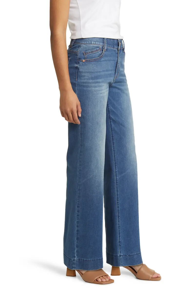 High Waist Wide Leg Jeans-Blue - Image 3