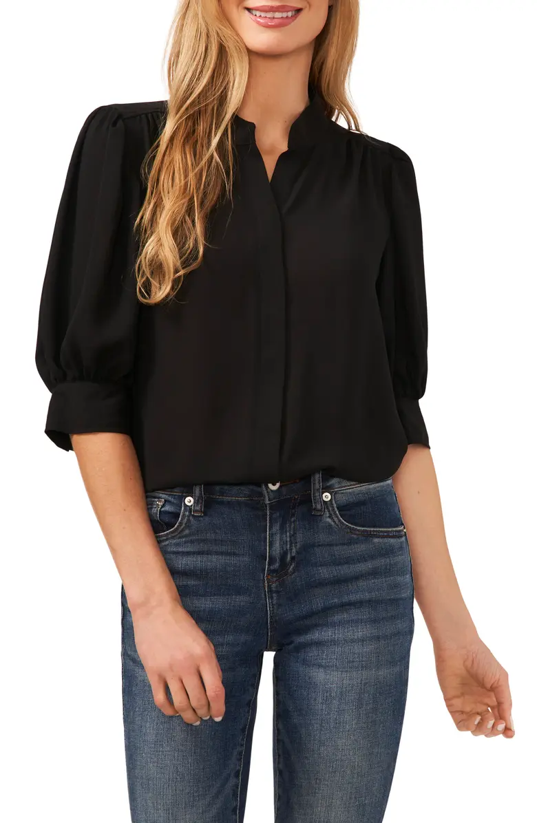 Puff Sleeve Button-Up Shirt